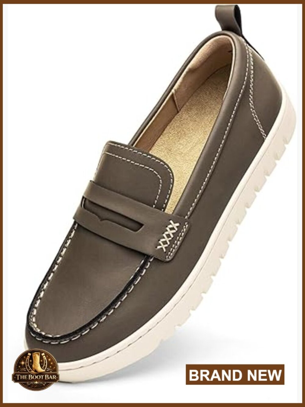 Leather Penny Loafers Slip On Flats Comfortable Walking Office Shoes
